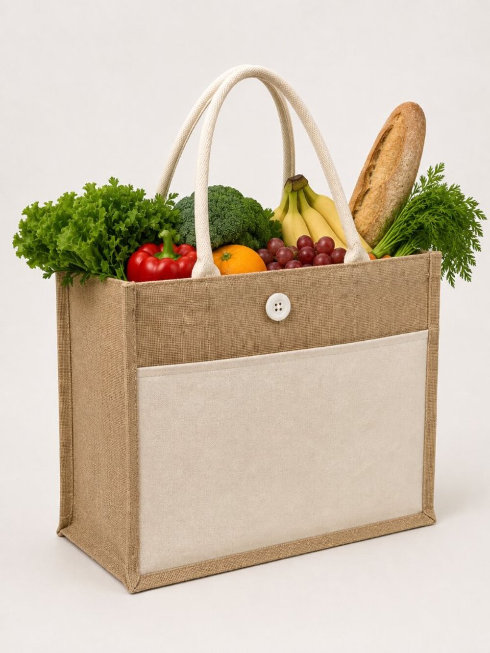 Large Fashion Illustration โVOGUEโ Jute & Canvas Tote - Picture 7 of 12